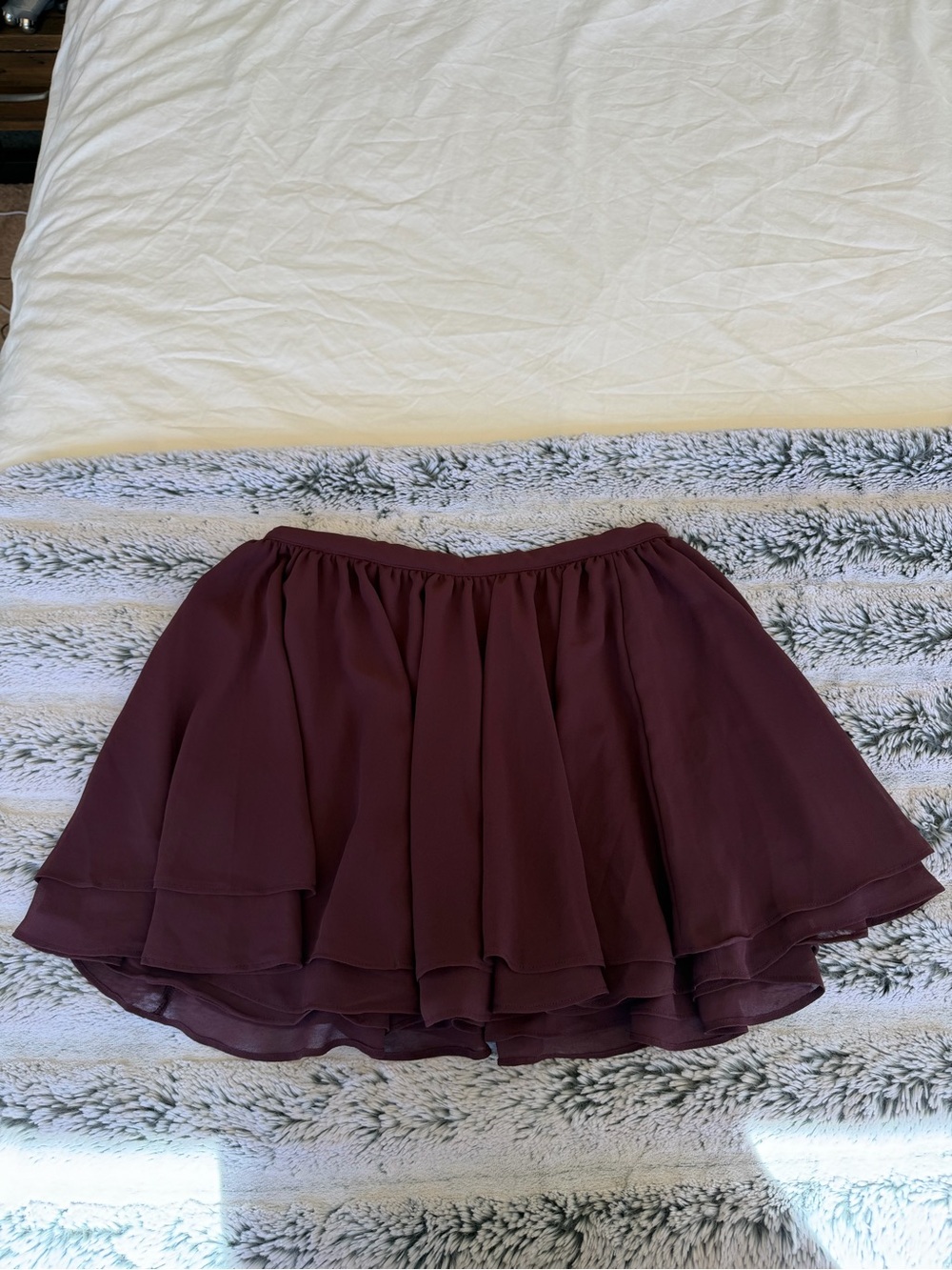 House of CB Mistress Rocks Dark Plum Floaty Layered Mini Skirt - Picture 3 of 5